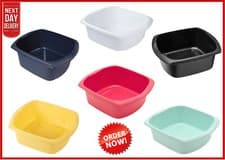 Image of Washing Up Bowl Plastic Circular Rectangular Kitchen Basin Sink Small & Large
