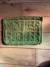 Image of Sweary  Knitting “Mother F@#ker” Organic Cotton Dishcloth In lichen green