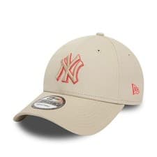 Image of New Era Cap Men's MLB NY Yankees Team Outline Stone & Red 9FORTY Adjustable Hat