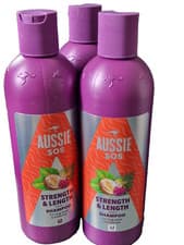 Image of 3 X Aussie SOS Strength & Length Shampoo 300ml for Long, Weak, Brittle Hair