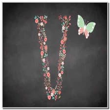 Image of Chalk Letter Initial V Personalised Coaster