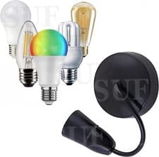 Image of Black 6" inch Ceiling light pendant drop hanging T2  Lamp light bulb holder E27