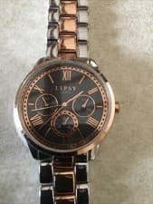 Image of New Ladies LIPSY London Rose & Steel Chrono Look Black Dial Watch LP736 Rp£55