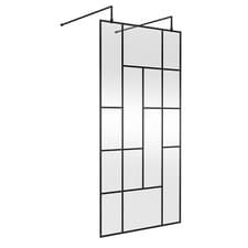 Image of Hudson Reed 1000mm Abstract Grid Wet Room Screen 8mm Glass Support Bar & Feet