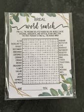 Image of 10 Identical Bridal Word Search Hen Party Game Cards - 3 for 2 on all games