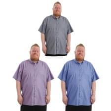 Image of Mens Big Plus Size Oxford Shirt Short Sleeve Button Down Smart Casual 2XL-6XL