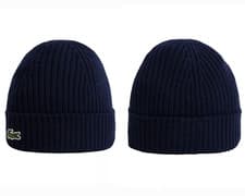 Image of Lacoste Mens Ribbed Knit Navy Beanie One Size RB4162 00 166