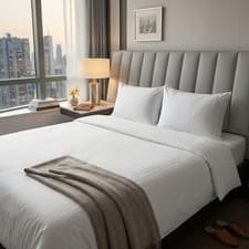 Image of Luxury Damask Stripe WHITE Duvet Cover Set 100% Cotton Single Double King