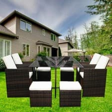 Image of RATTAN GARDEN FURNITURE CUBE SET CHAIRS TABLE OUTDOOR PATIO RATTAN 8 SEATER