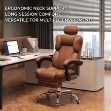 Image of Luxury Ergonomic Office Chair High Back Pu Leather with Headrest Lumbar Support