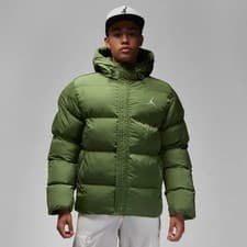 Image of Air Jordan Essentials Repellent Puffer Jacket Coat Olive Mens Small - FB7311-340