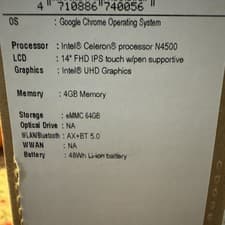 Image of Acer Chromebook Spin 314 CP314-1H Convertible Laptop - Intel Celeron N4500, 4GB,