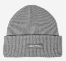 Image of Jack Wills Knit Rib Beanie Hat Grey Dut NEW