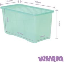 Image of Storage Box With Lid 110L Wham Plastic Container Box,Tint Spearmint (Set of 3)
