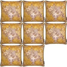 Image of Laurence Llewelyn-Bowen LLB Velvet Floral Scatter Filled Cushion 43x43 Ochre 8pc