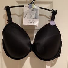 Image of BNWT 2 pack M&S Marks And Spencer Underwired Plunge Bras 30H Black/Beige