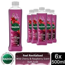 Image of 6x Radox Mineral Therapy Feel Revitalised Bath Soak w/ Cherry & Raspberry, 500ml