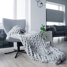 Image of Soft Large Chunky Knitted Thick Blanket Hand Yarn Woolen Throw Sofa Blanket Gift