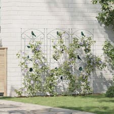 Image of Garden Fence Green Steel 110x40 cm Outdoor Trellis Panel Set of 3 Waterproof pcs