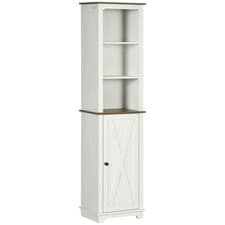 Image of kleankin Tall Bathroom Cabinet Storage Cupboard with Door, Adjustable Shelves