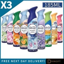 Image of 3 x FEBREZE AIR MIST AIR FRESHENER ELIMINATES ODOURS SPRAY 185ML SELECT SCENTS