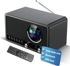 Image of DAB DAB+ FM Digital Radio Bluetooth Alarm Clock Retro Speaker Remote