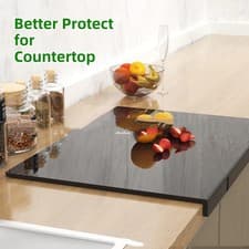 Image of Large Black Acrylic Cutting Board Non Slip Chopping Board Kitchen Prep 39x30cm