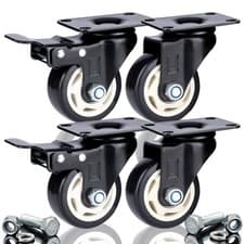 Image of DSL 4 x 75mm PU Heavy Duty Double Bearing 2 Castor with 2 Braked Rubber Swivel 