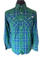 Image of G STAR RAW GRANVILLE GREEN & BLUE CHECK LONG SLEEVE SHIRT SIZE S RRP £85 BNWT