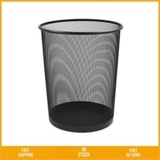 Image of Sleek Round Mesh Waste Basket Durable Metal Office Rubbish Bin 1 Pack H35xØ27
