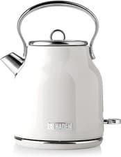 Image of Haden Heritage White Kettle – 1.7L Stylish Retro Stainless Steel Kettle with Rap