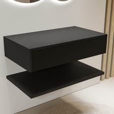 Image of 800mm Black Wall Hung Countertop Vanity Unit with Shelf - Lugo BeBa_28142