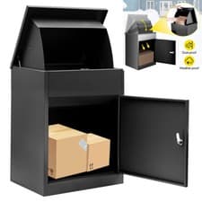Image of Extra Large Black Outdoor Parcel Secure Box Lock Package Delivery Drop Postbox