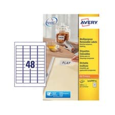 Image of Avery (PACK OF 1200) Removable Labels 48 Per Sheet White L4736REV-25 *FREE DEL*