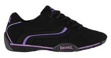 Image of * NEW * Genuine LONSDALE Camden Leather Trainers Black & Purple UK7 EU40 25.5cm