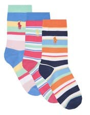 Image of POLO RALPH LAUREN RL | Kids Youth Boys 3 PACK Multi Stripe Socks | 6-8 Yrs