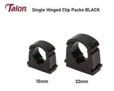 Image of TALON BLACK Single Hinged Pipe Clip PACK-5 10 20 UK Manufactured 15mm 22mm
