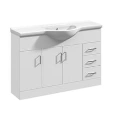 Image of Bathroom Basin Vanity Unit & Sink Soft-Close Cabinet Modern White Cupboard White