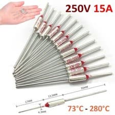 Image of Thermal Fuses 250V 15A Aluminum Cut off Temperature from 73 to 280°C FULL RANGE