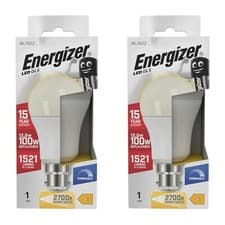 Image of 2x 12.6w = 100w Energizer Dimmable LED GLS Light Bulbs BC B22 Bayonet Warm White