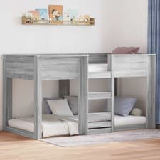 Image of Modern Bunk Bed Kids Bedroom Wooden Frame Single High Sleeper Loft Cabin Beds