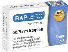 Image of 1000 Office Staples 26/6 | Standard Fit 26/6mm Staples for Desktop Staplers