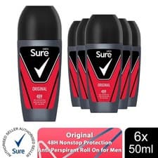 Image of Sure Men Original Antiperspirant Roll On 48H Sweat & Odour Protection, 6x50ml