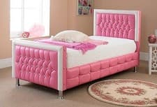 Image of Beds For Sale Best Price Faux Leather Bed Pink Single Beds Double Bed Made In UK