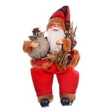 Image of Christmas Santa Claus Figurine, Plush Sitting Posture Santa