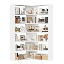 Image of 6-Tier Corner Bookcase with Open Compartments L-shaped Bookshelf 90x90x190.5cm