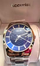 Image of Accurist Mens Classic Watch with Blue Dial and Silver Bracelet MB778N Brand New