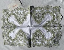 Image of PRATESI EMBROIDERED LACE APPLE GREEN ROCOCO FLOWER BOUDOIR SHAM ANGEL SKIN NEW
