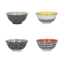 Image of KitchenCraft 4 Piece Ceramic Cereal/Dessert Bowl 15 cm Monochrome' Designs