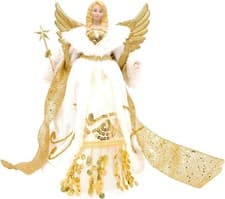Image of The Christmas Workshop 82050 Angel Christmas Tree Topper / 12” Tall/Gold & Cream
